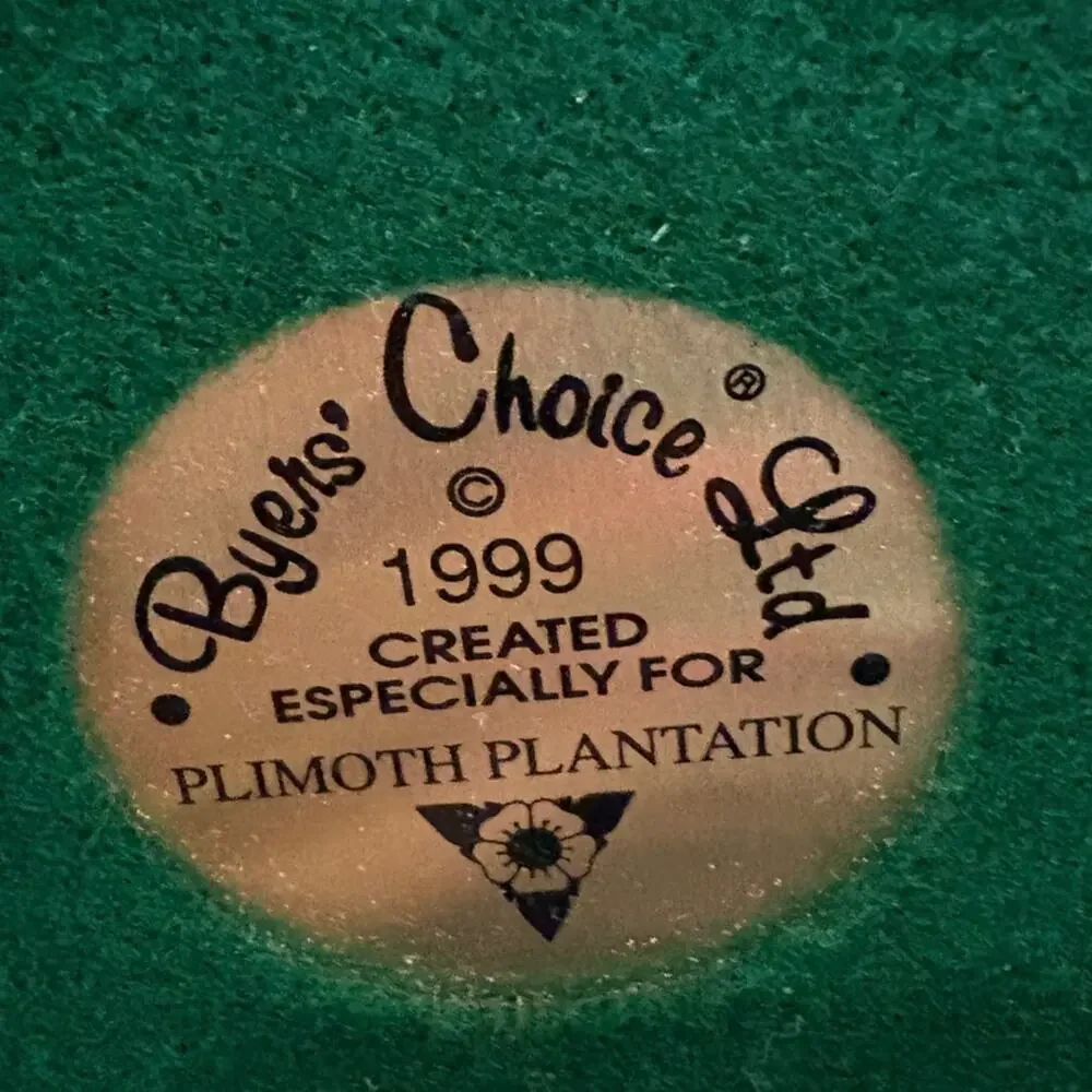BYERS CHOICE 1999 PLYMOUTH PLANTATION WOMAN WOODEN BOWL